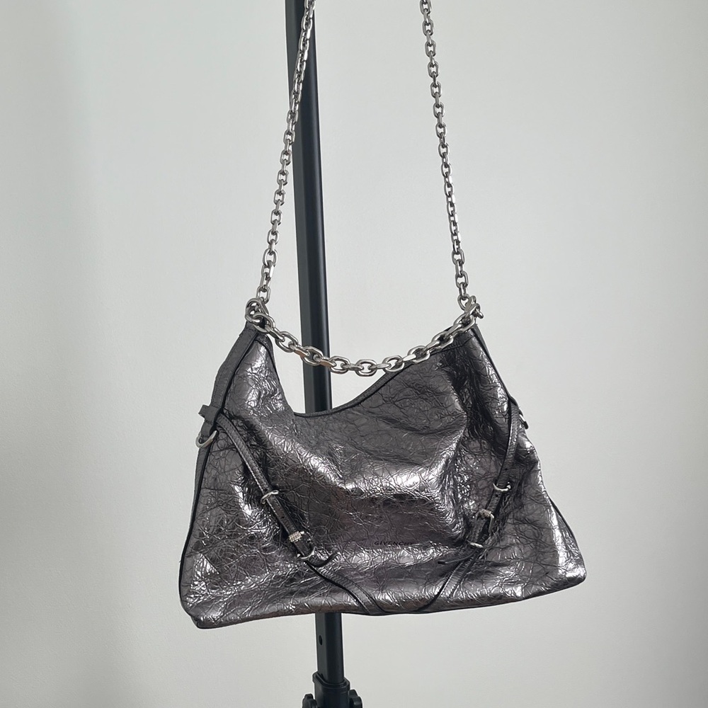 Givenchy Shiny Silver Shoulder Bag with Chain